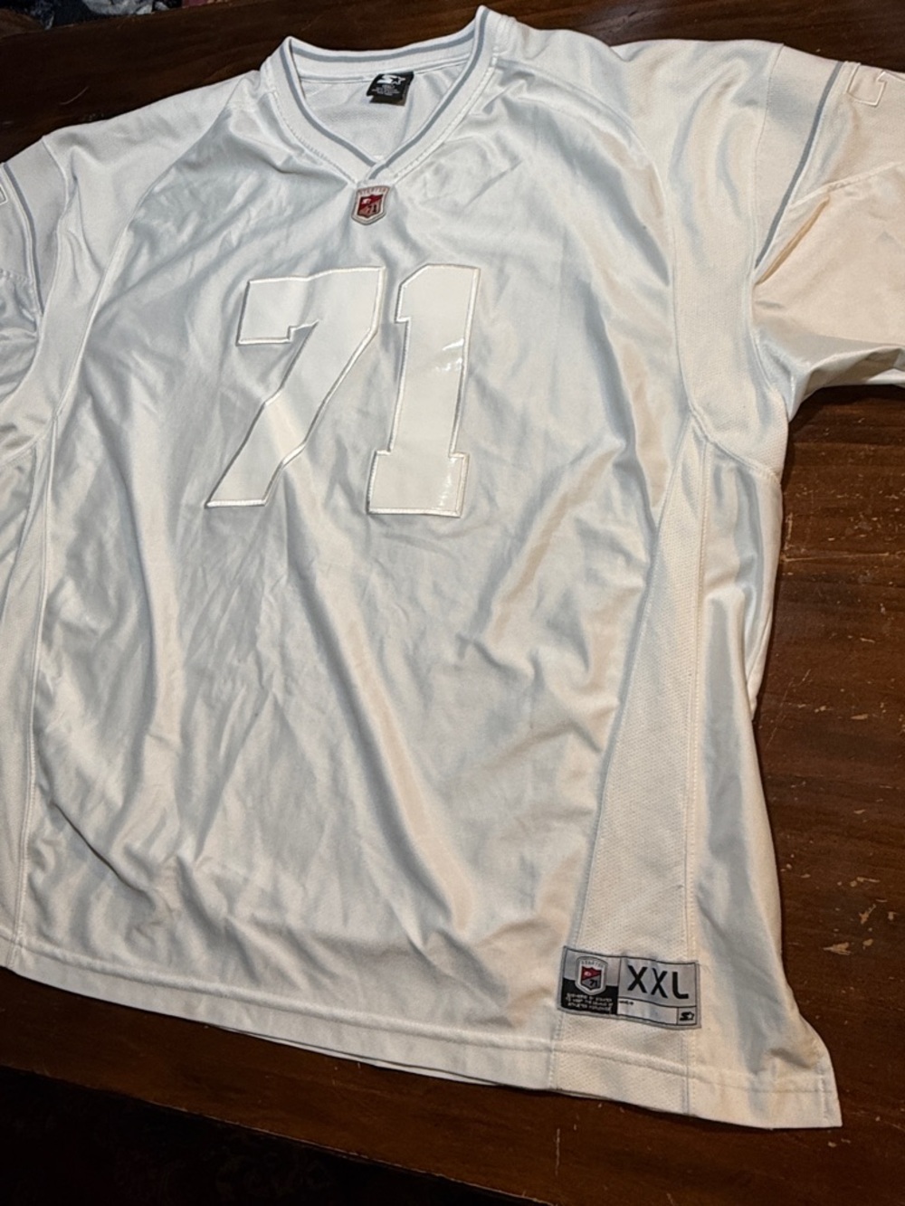 STARTER VINTAGE FOOTBALL JERSEY XXL WHITE V-NECK SHORT SLEEVE #71💥